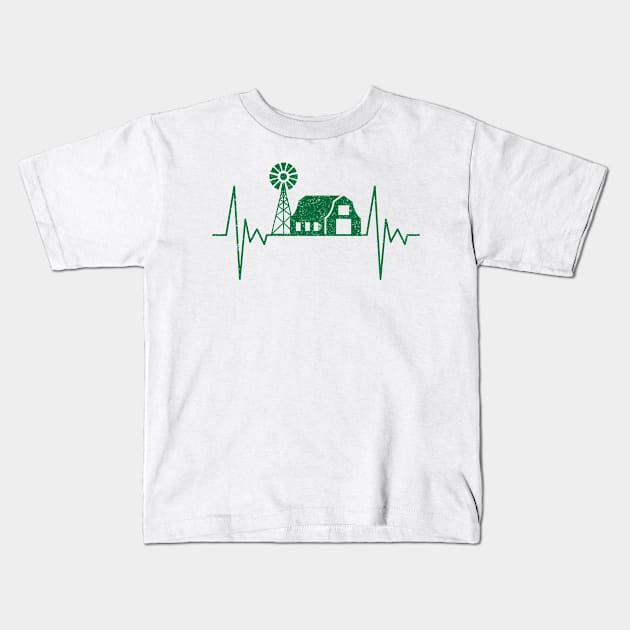 Farmer Barn Windmill Heart Beat Kids T-Shirt by Live.Good